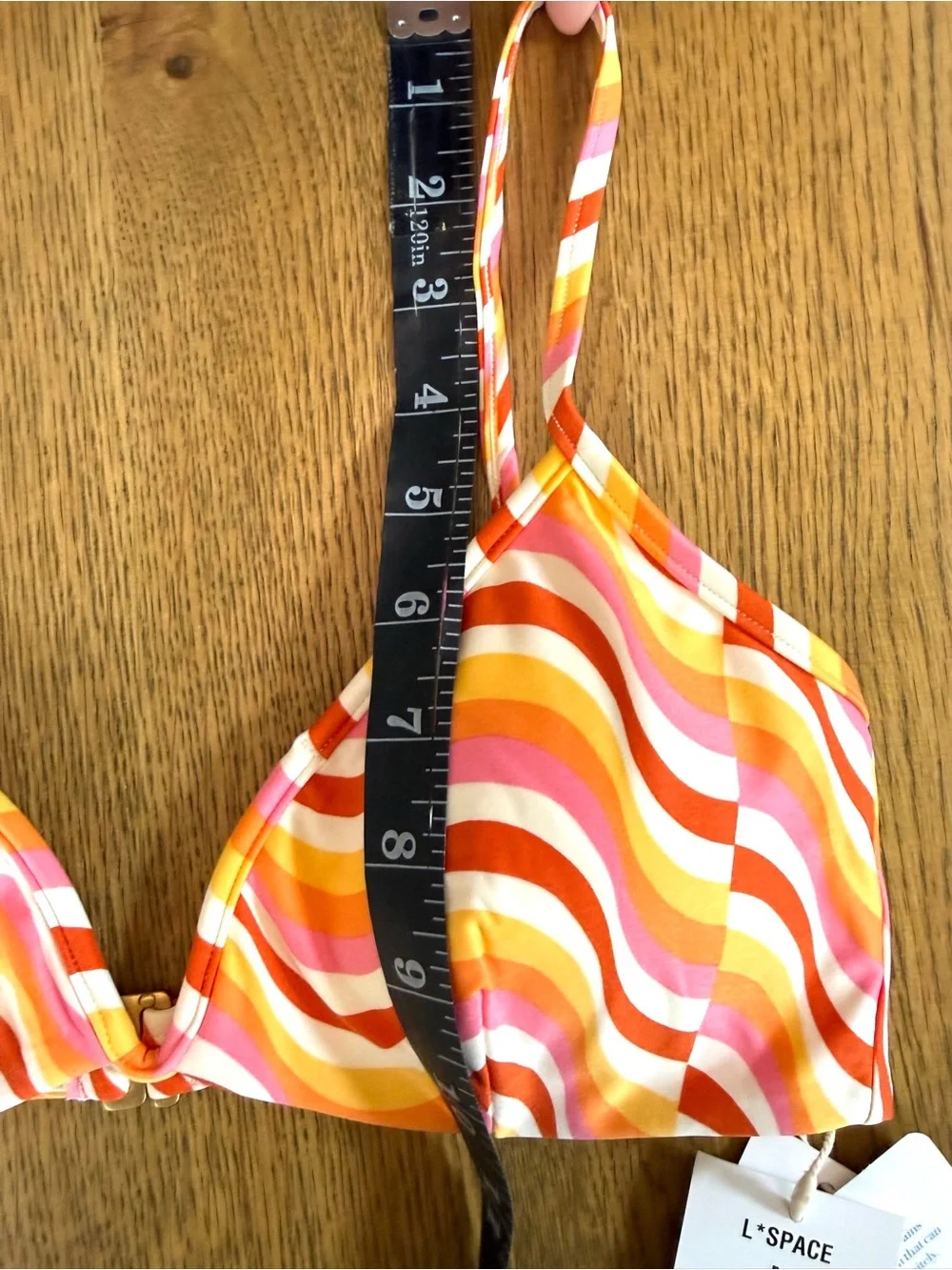 L*Space Helena Bikini Top Sz M Pink Orange Swirl Print Underwire Swim NWT